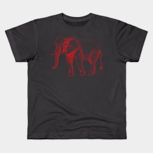 Majestic Red Elephant Engraving Kids T-Shirt